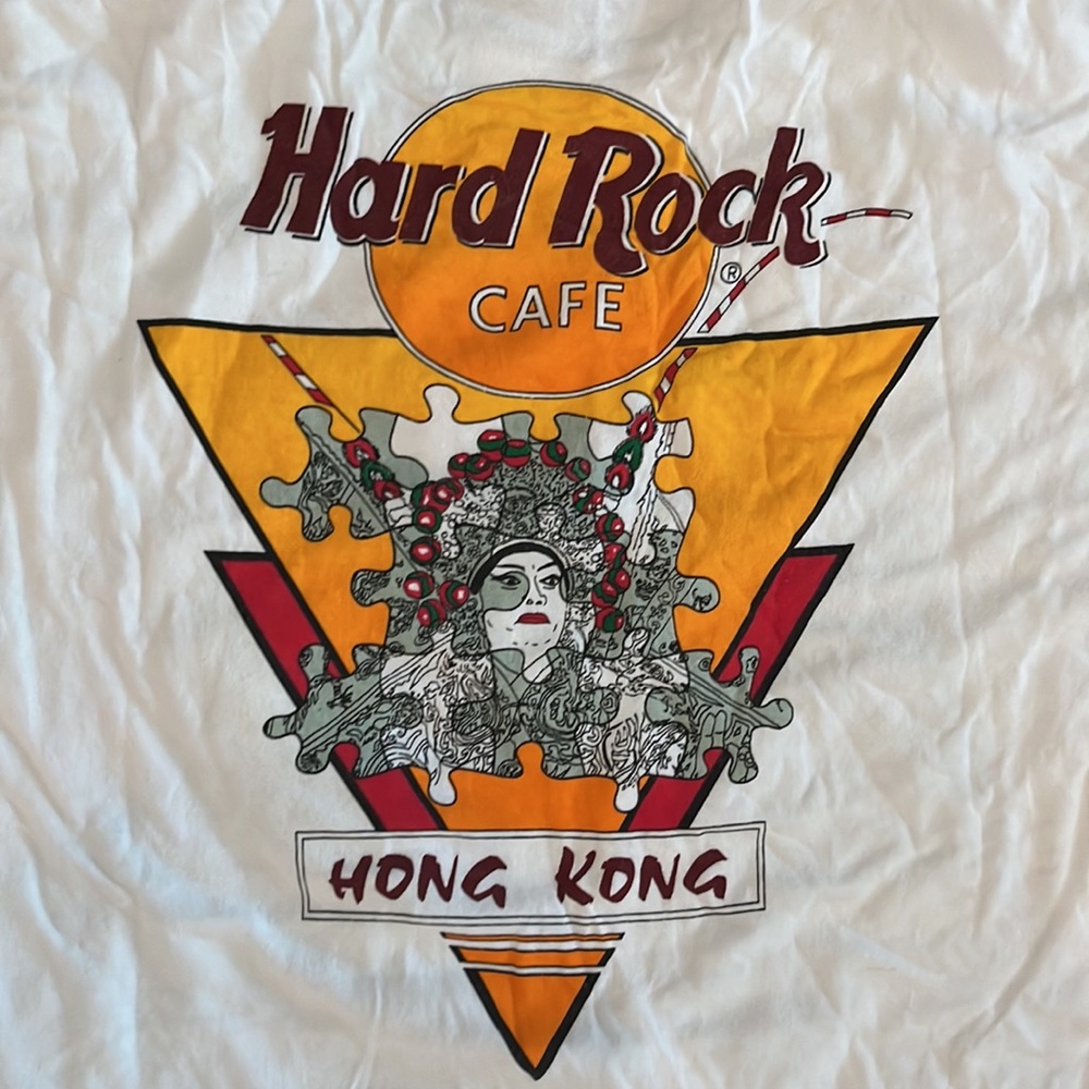 Vintage Hard Rock Cafe Hong Kong Single‎ Stitch Tshirt Sz L White